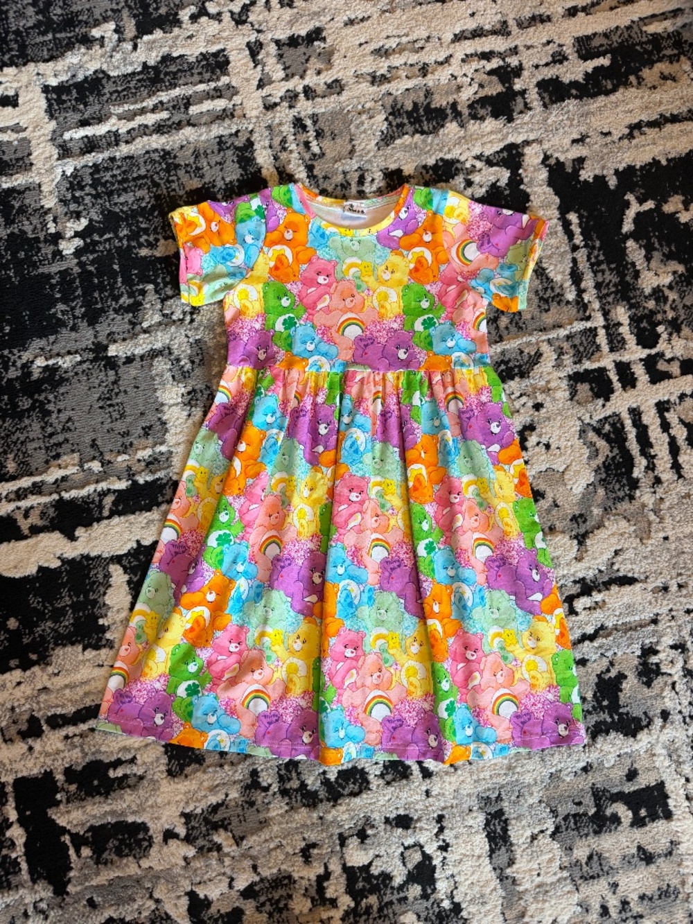 Girls Hand Made Care Bear Dress Size 10/12